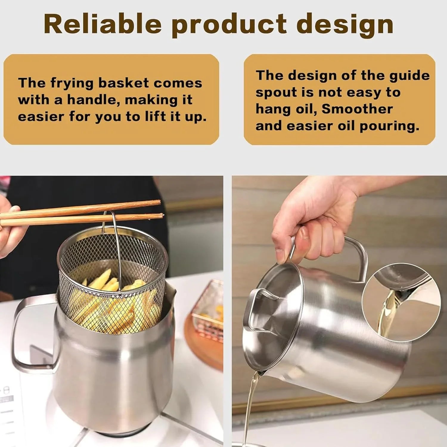 Stainless Steel Large Capacity Oil Filter Pot Cosmia.pk