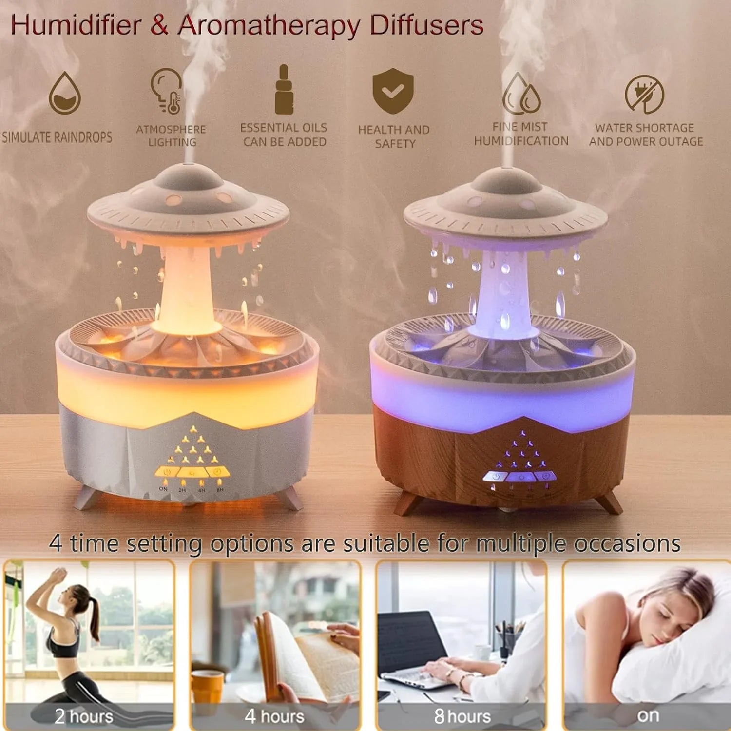 UFO Rain Drop Aroma Diffuser Humidifier Night light - 350ml Cosmia.pk