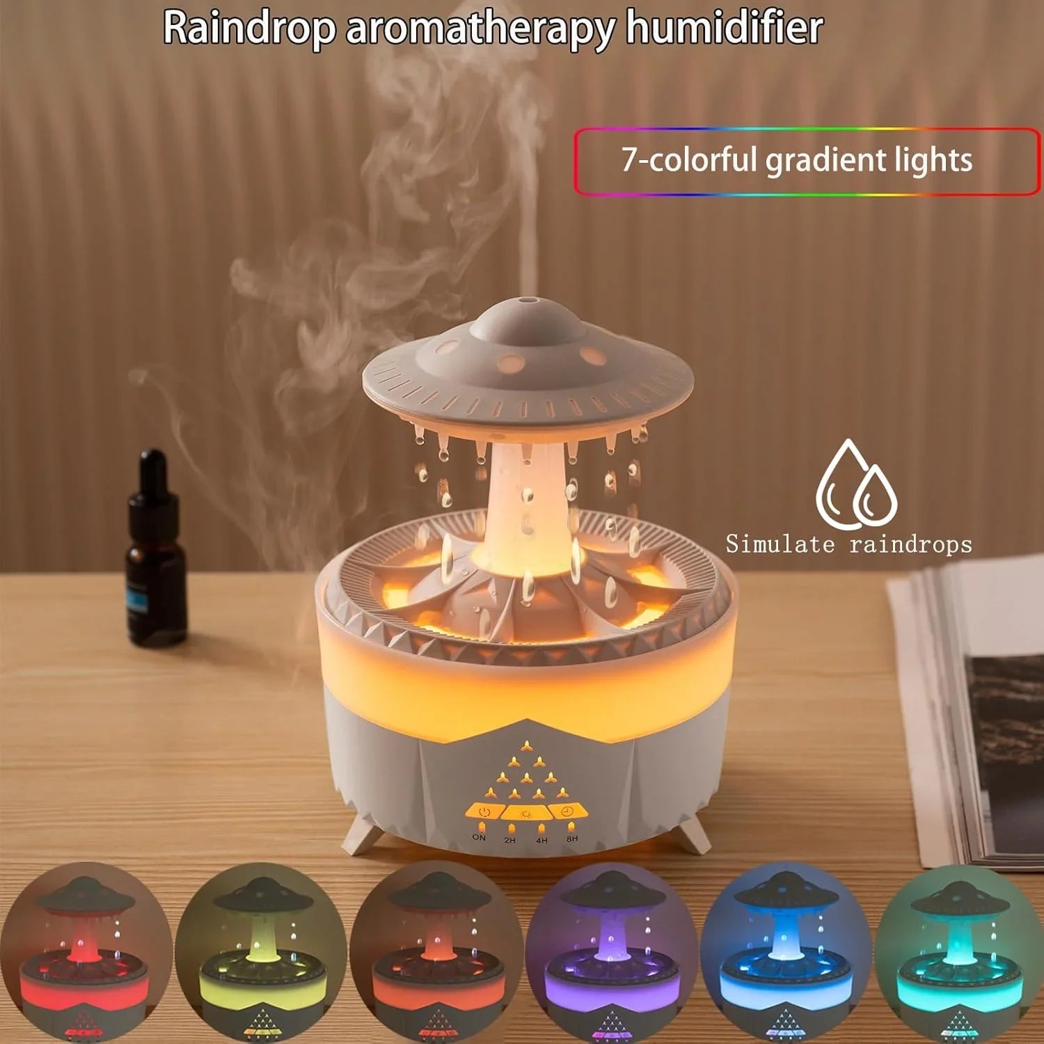 UFO Rain Drop Aroma Diffuser Humidifier Night light - 350ml Cosmia.pk