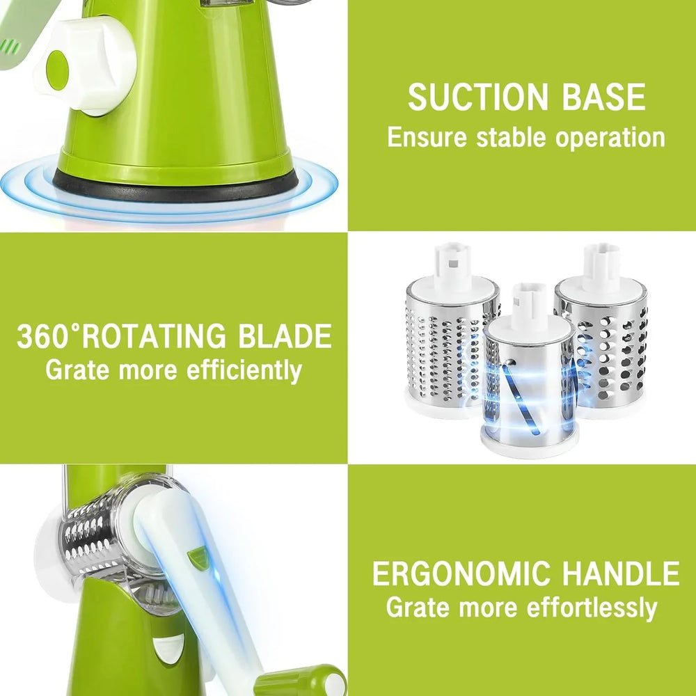 3-in-1 Vegetable Cutter – Multifunctional Rotary Drum Slicer Cosmia.pk