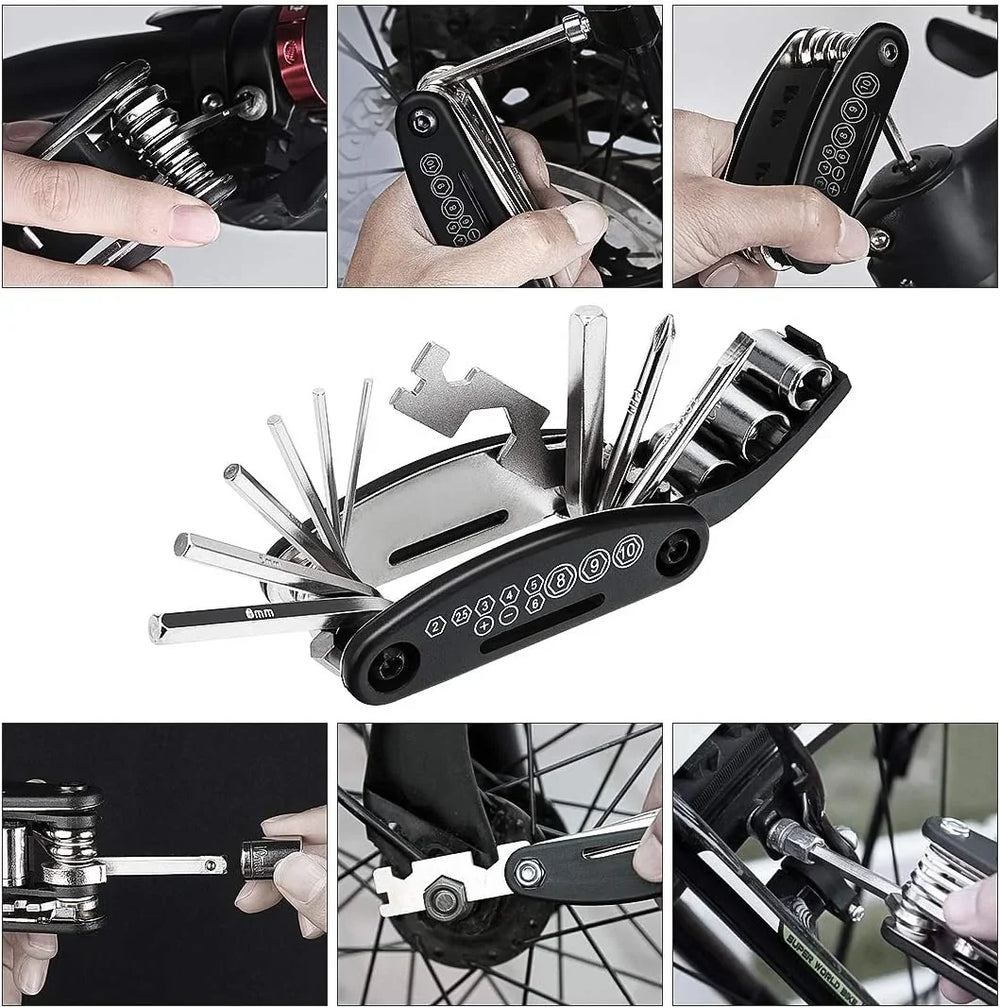 16 in 1 Bike Repair Tool Kit, Portable Multi Function Accessories Set Cosmia.pk