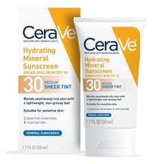 CeraVe Hydrating Mineral Sunscreen Broad Spectrum SPF 30 FACE SHEER TINT CeraVe