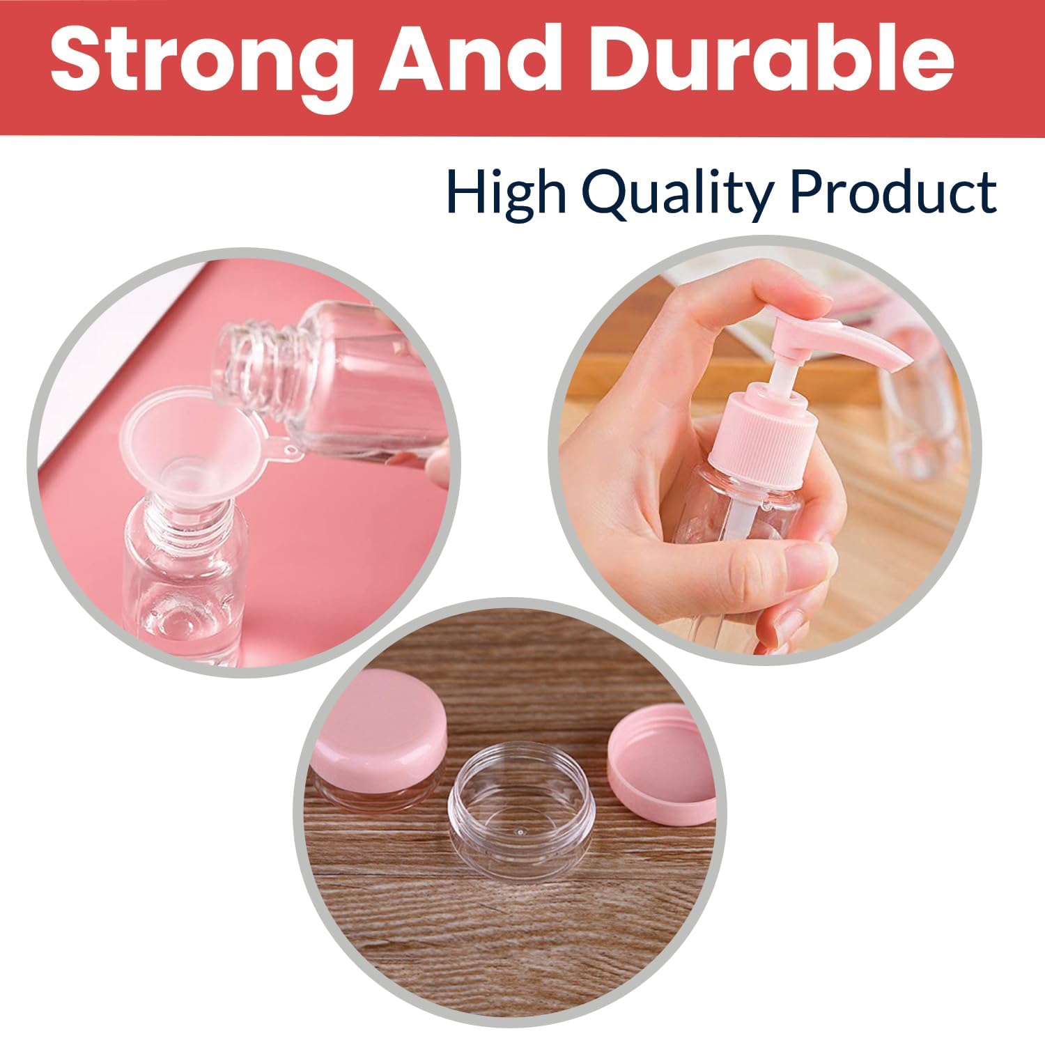 Travel Refillable Bottles Set with Pouch – 6Pcs Ruby Face
