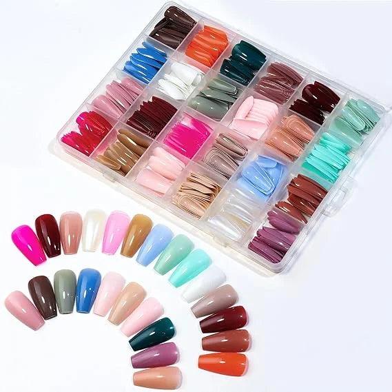 Artificial Nails 576Pcs - 24 Sets with Complimentary Glue Cosmia.pk