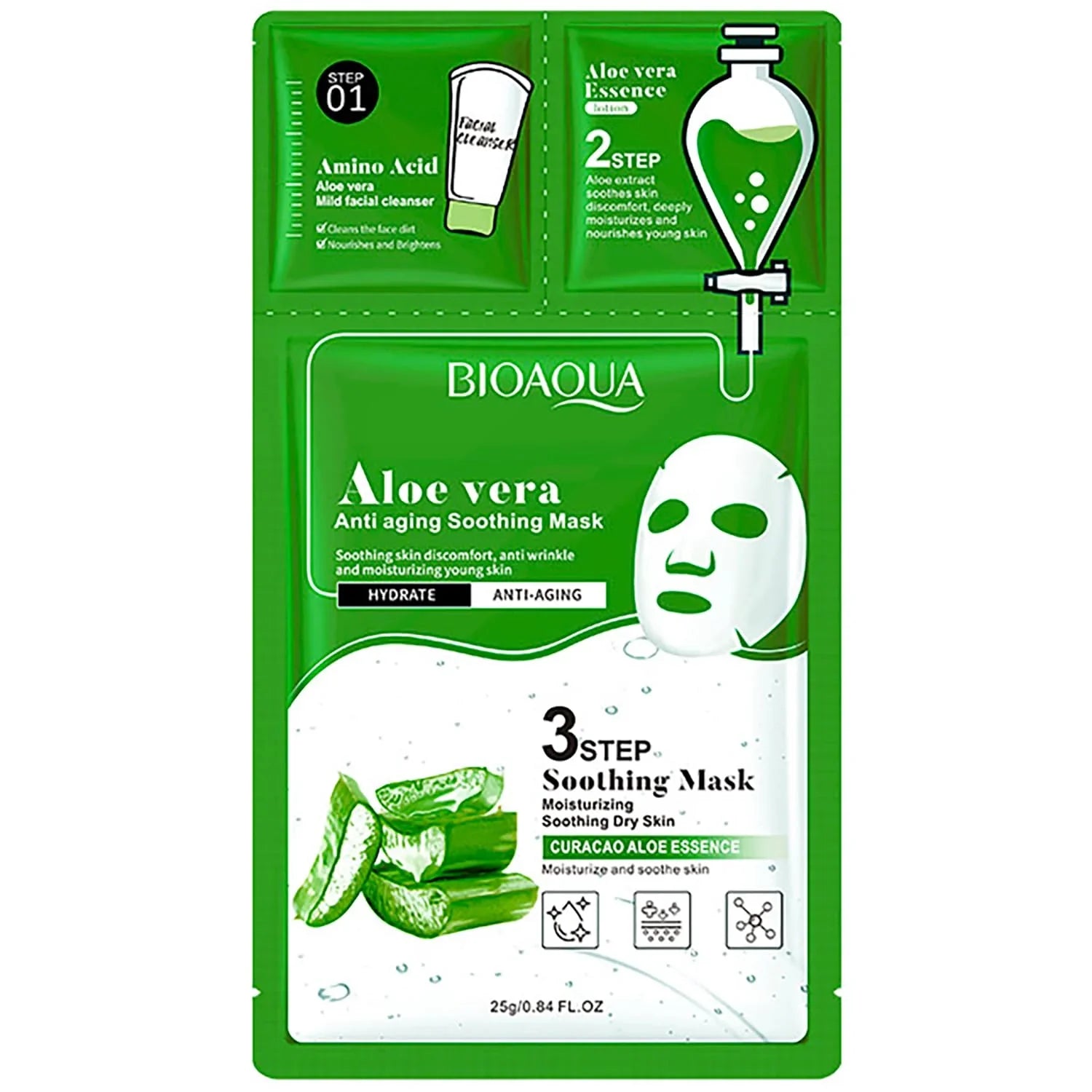 Bioaqua Aloe Vera 3 Step Soothing Facial - 25g Bioaqua