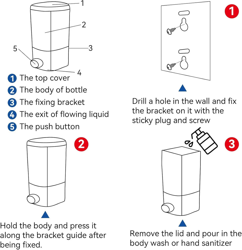 Wall Mount Liquid Soap & Lotion Dispenser for Bathroom & Kitchen Cosmia.pk