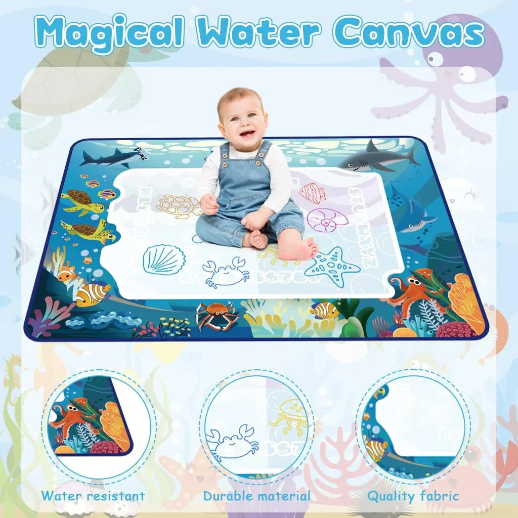 Water Doodle Mat Aqua Magic for Children with Water Pen Tools Stamps Cosmia.pk