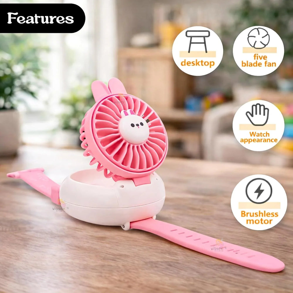 Kids Wrist Watch Fan USB Rechargeable Portable Mini Fan Cosmia.pk