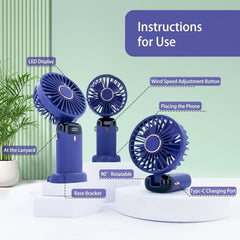 Portable Handheld Personal Rechargeable Fan LED Digital Display Cosmia.pk
