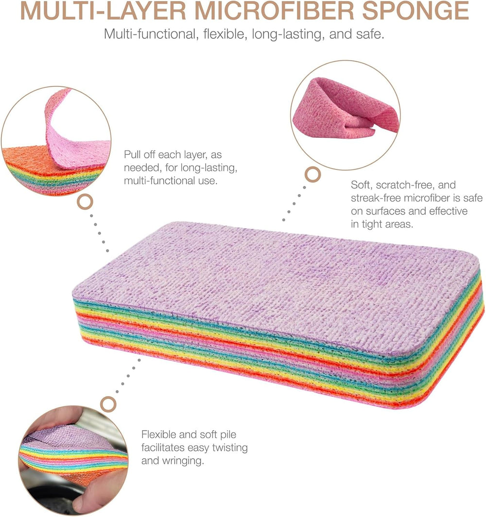 Rainbow Color Pot Dish Sponge Double Side Dishwashing Sponge Cosmia.pk