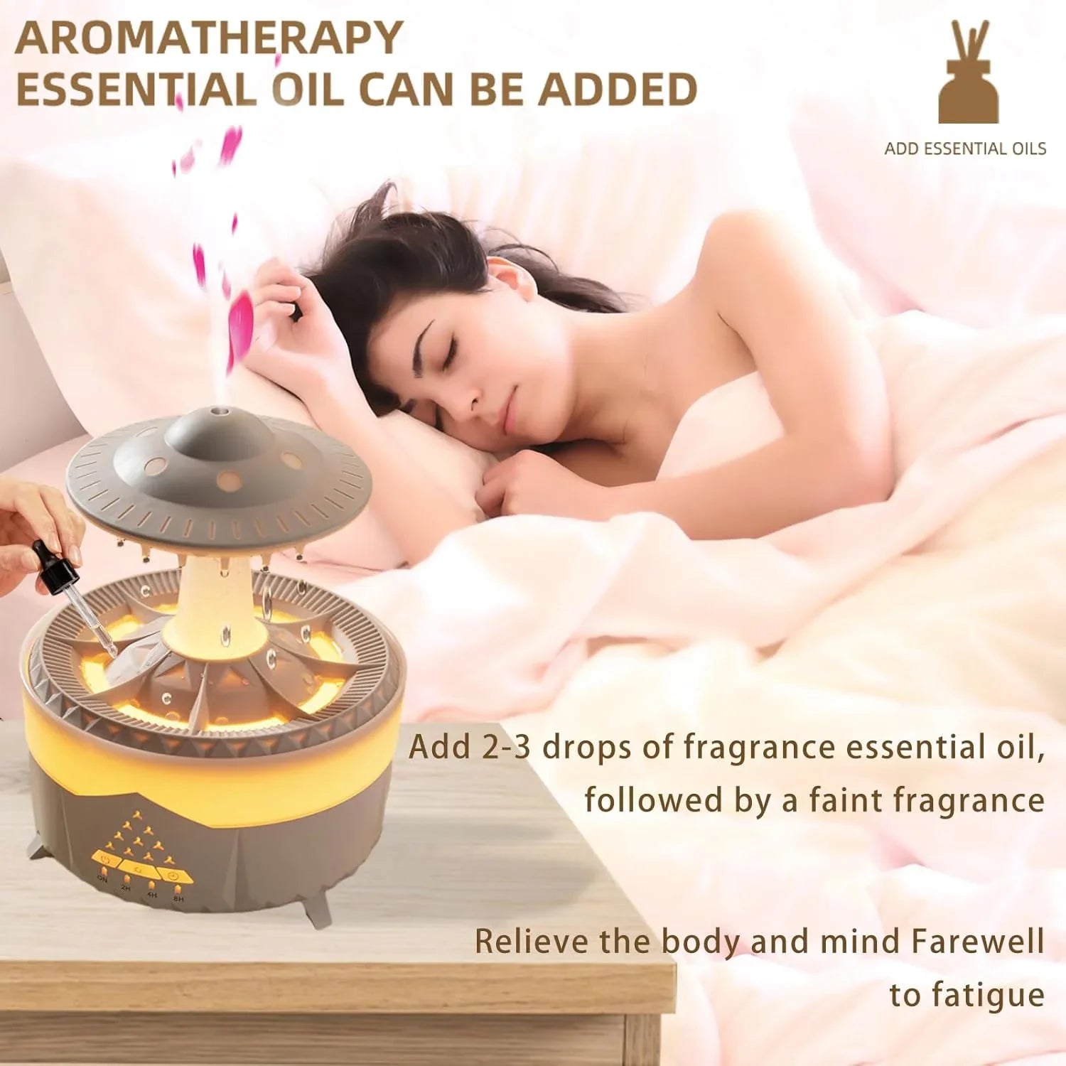 UFO Rain Drop Aroma Diffuser Humidifier Night light - 350ml Cosmia.pk