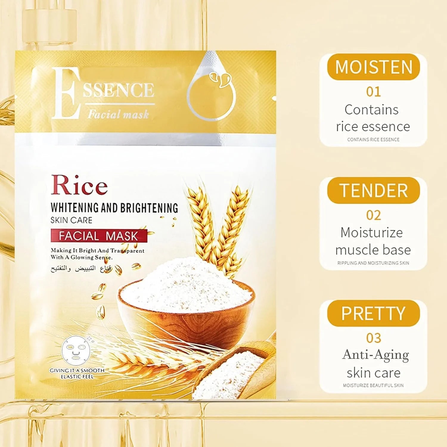 Oyax Rice Whitening and Brightening Facial Mask - 10 PCS Oyax