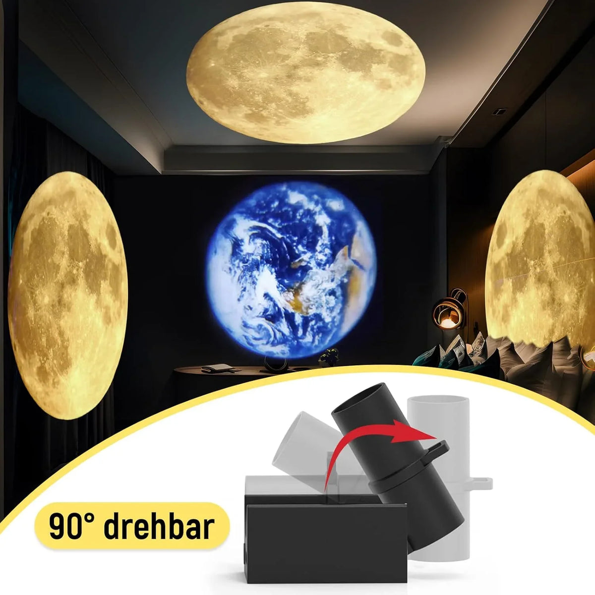 3D Moon Earth Projection LED Lamp Cosmia.pk