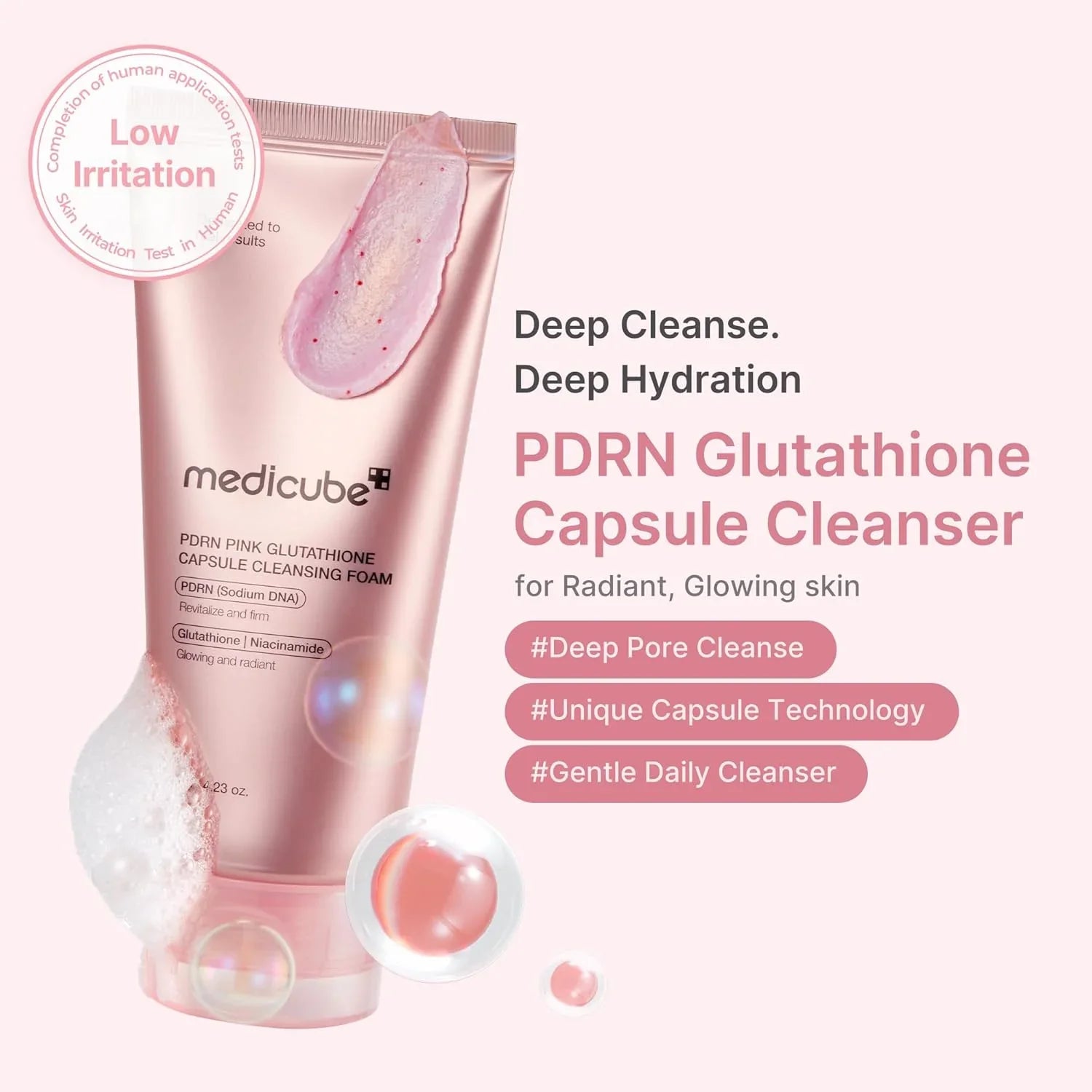Medicube PDRN Pink Glutathione Capsule Foam Cleanser - 120g Medicube