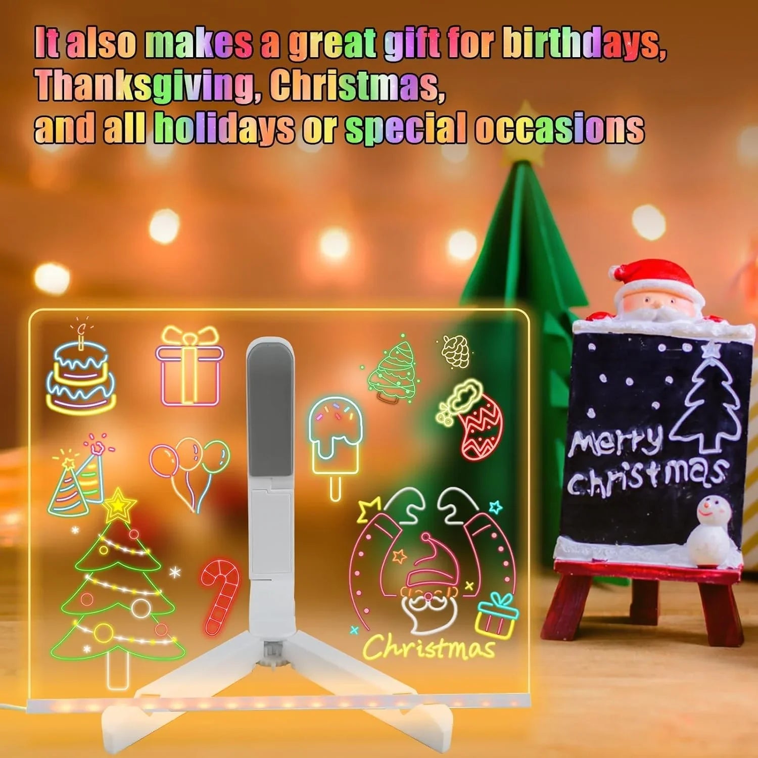 Acrylic LED Board With Colorful Night Light & 7 Neon Pens Cosmia.pk
