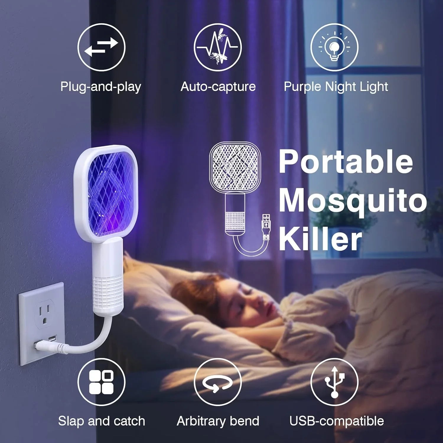 Electric Fly Swatter USB Mini Mosquito Swatter Cosmia.pk