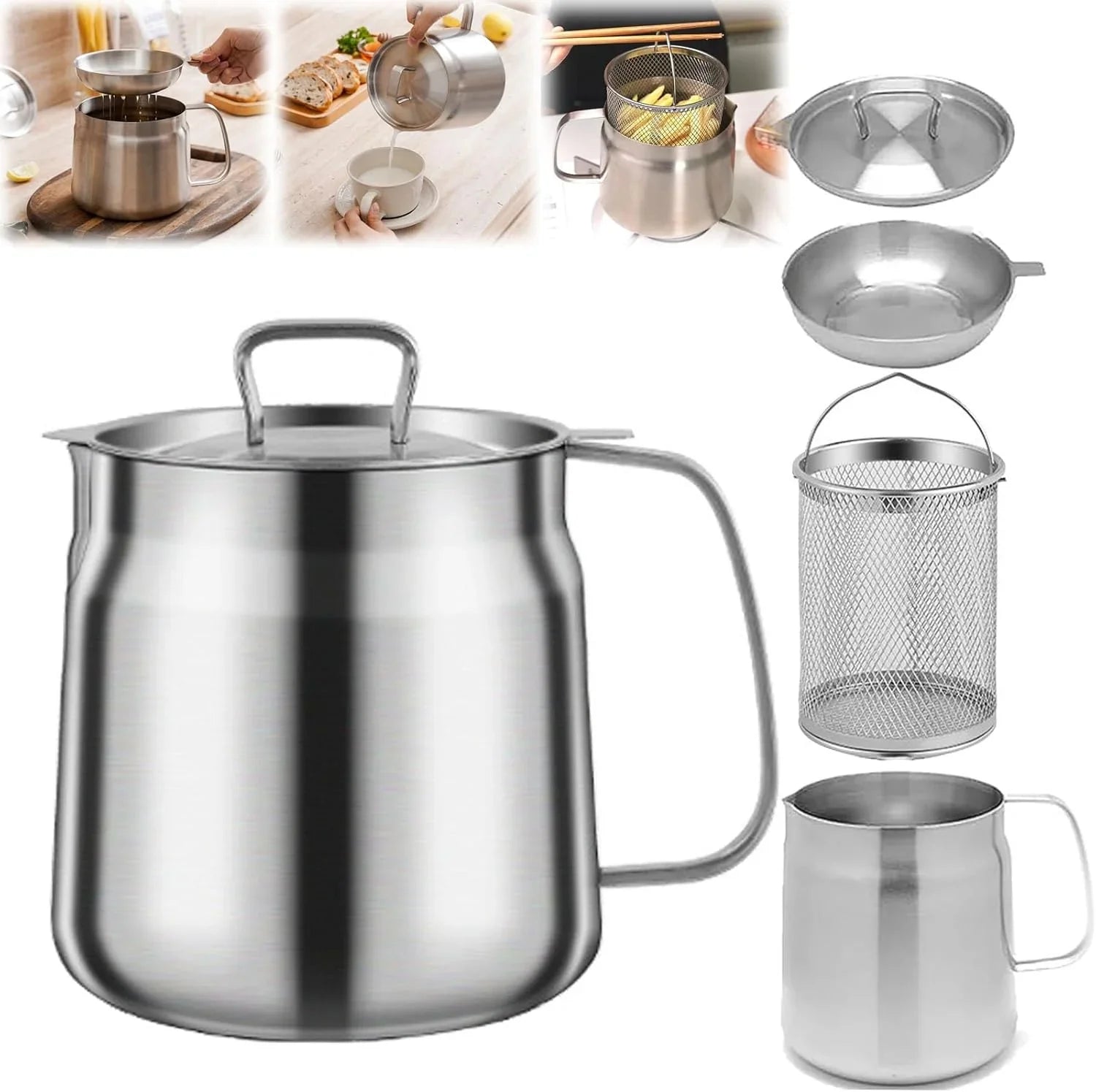 Stainless Steel Large Capacity Oil Filter Pot Cosmia.pk