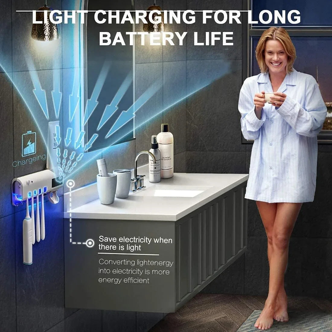 UV Toothbrush Sterilizer/Rechargeable Solar Power LED Disinfection Cosmia.pk