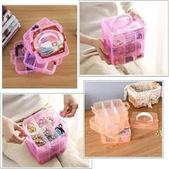 Plastic 3 Layer 18 Grid Jewelry/Makeup/Cosmetic Storage Box Cosmia