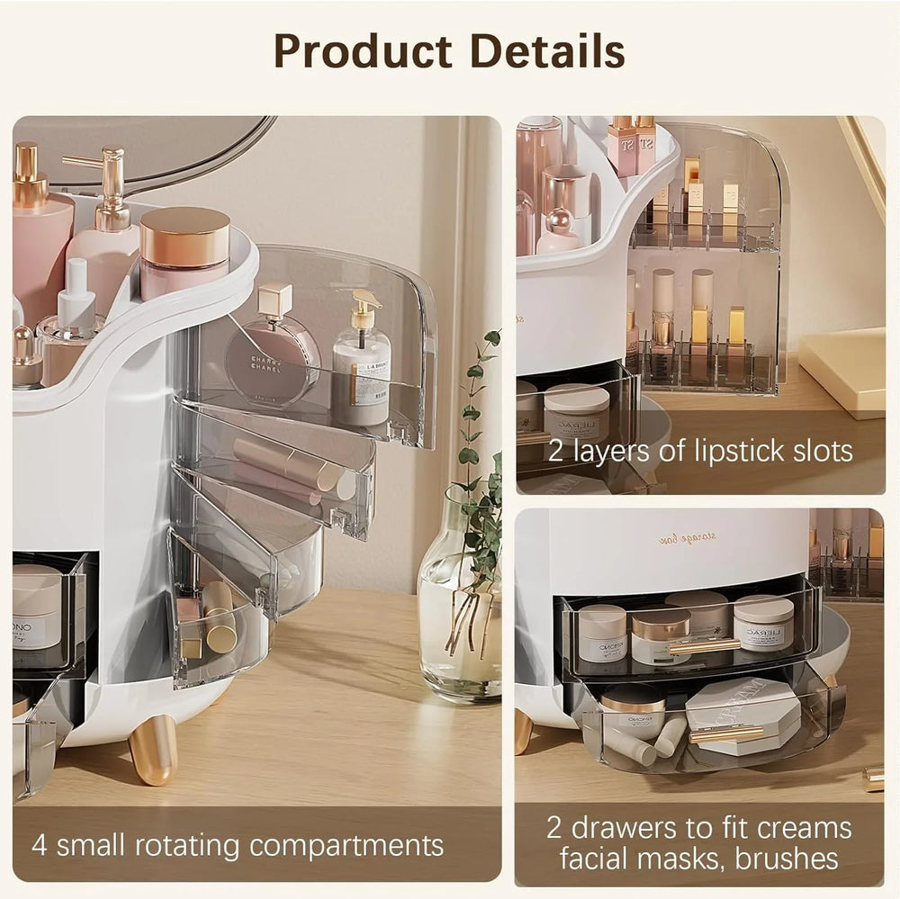 Luxury Desktop Cosmetic Organizer, Dustproof and Waterproof Makeup Vanity Cosmia