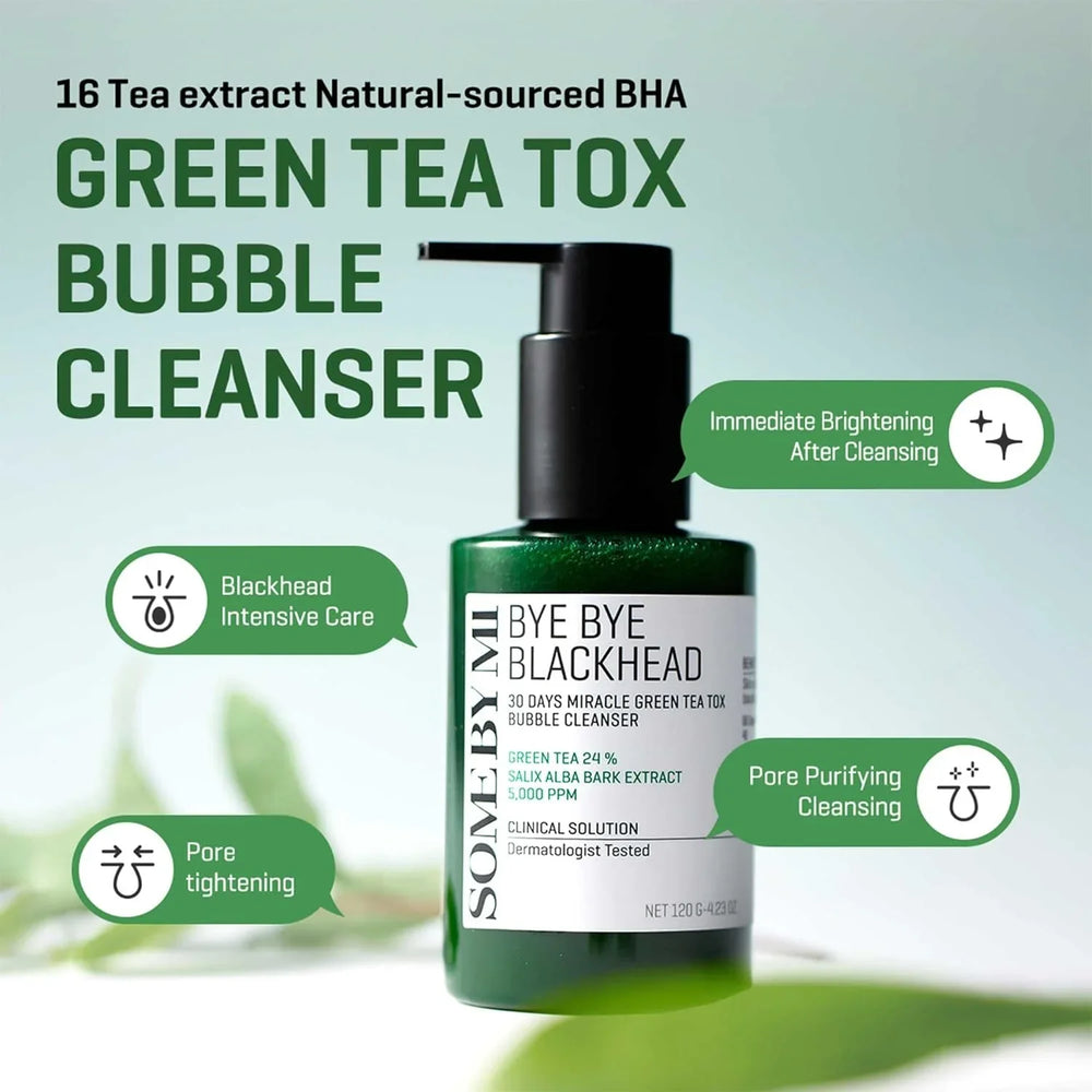 Some By Mi Bye Bye Blackhead 30 Days Miracle Green Tea Tox Bubble Cleanser - 120g Some By Mi