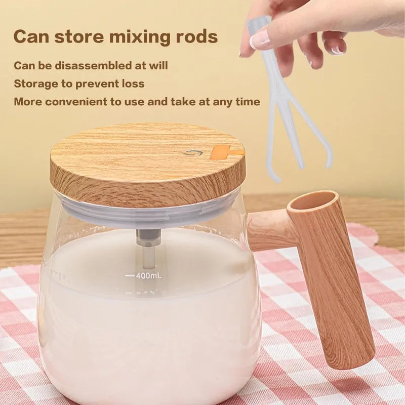 Self-Stirring Glass Coffee Mug – Electric High-Speed Mixing Cup Cosmia.pk