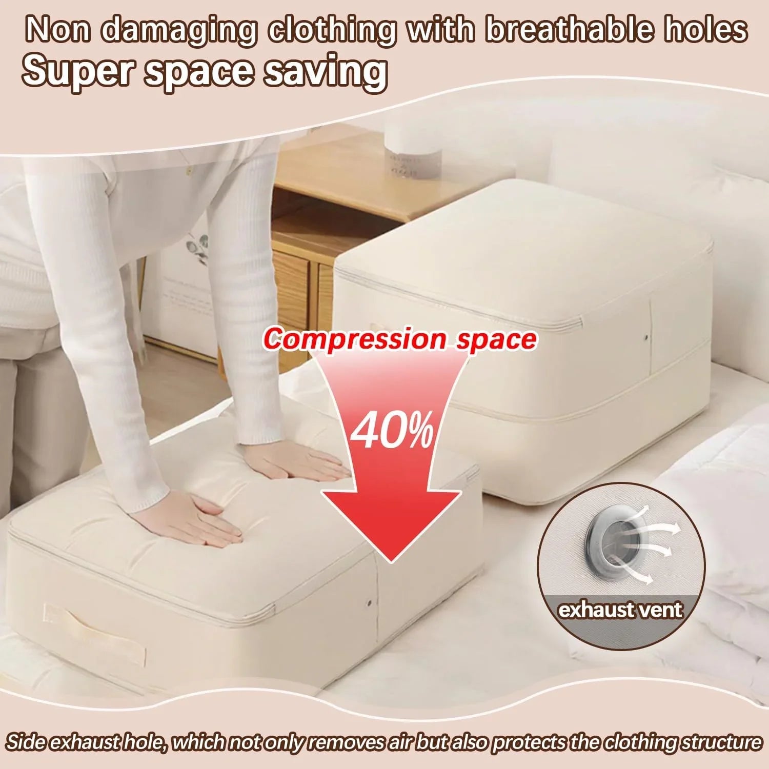 Self-Compressing Storage Bag Portable Organizer for Clothes Blankets Cosmia.pk