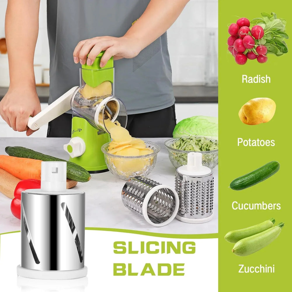 3-in-1 Vegetable Cutter – Multifunctional Rotary Drum Slicer Cosmia.pk