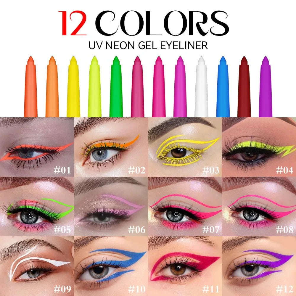 Cool Story Neon Eyeliner Pencils Set Waterproof Smudge-Proof (12 Cool Story