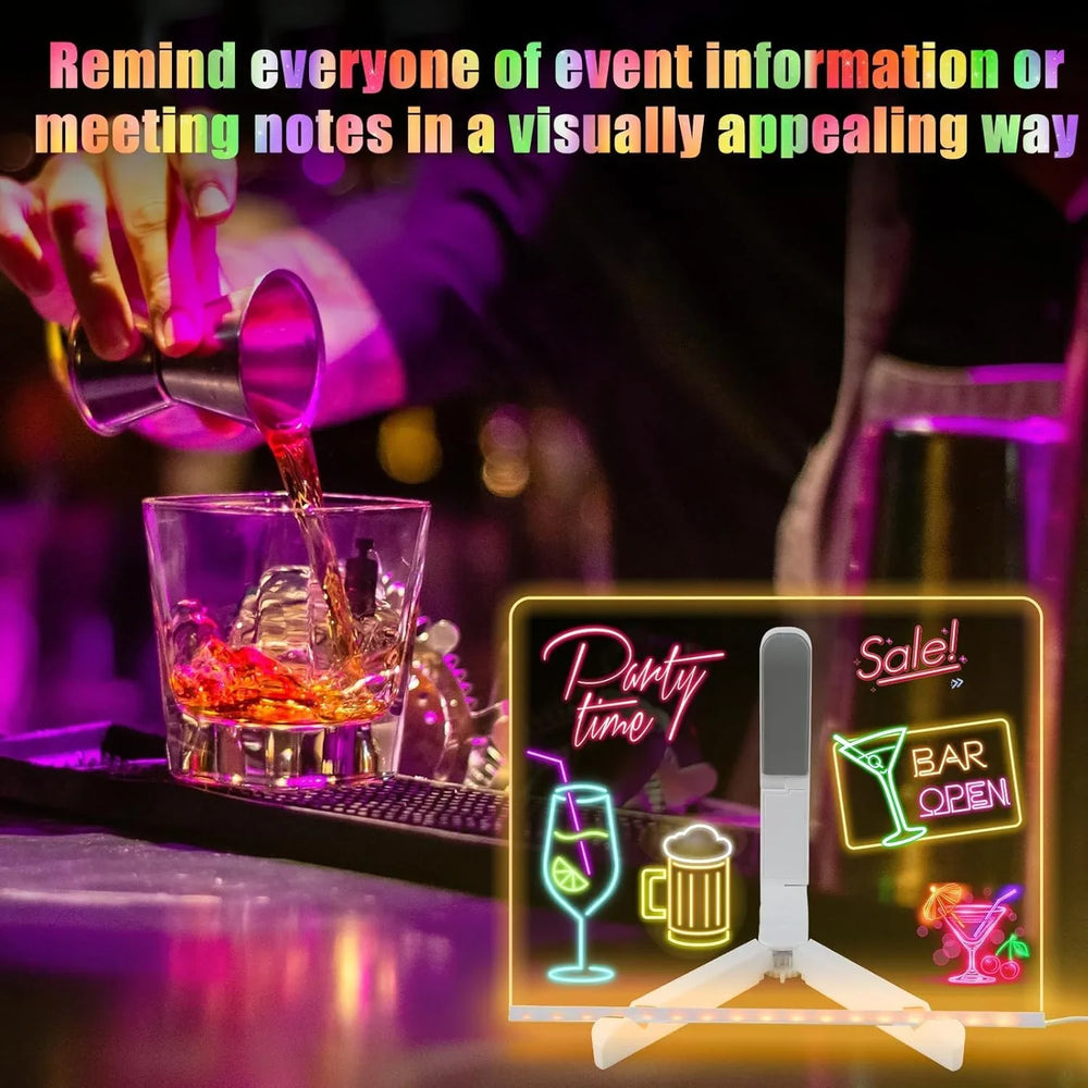 Acrylic LED Board With Colorful Night Light & 7 Neon Pens Cosmia.pk