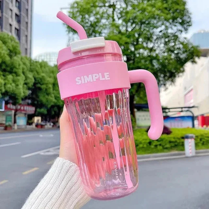 Large Capacity Water Cup with Glass straw Simple Transparent Cup Cosmia.pk