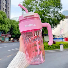 Large Capacity Water Cup with Glass straw Simple Transparent Cup Cosmia.pk