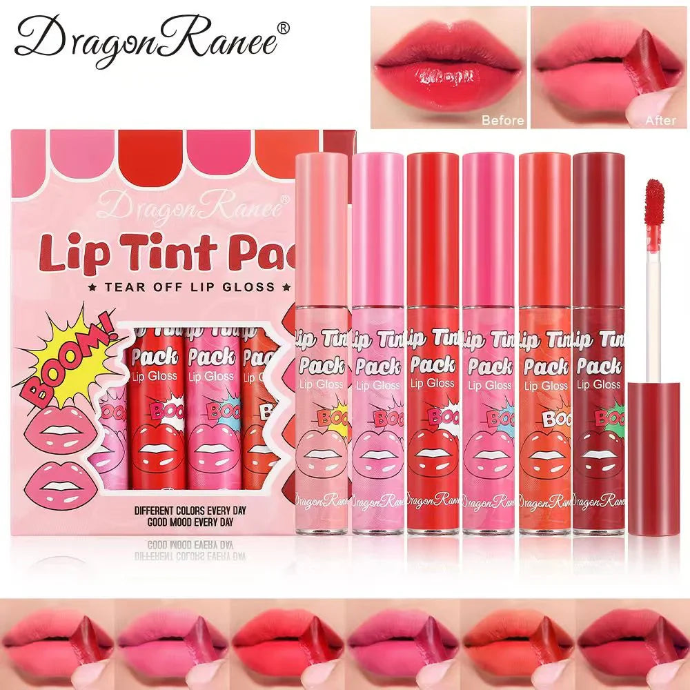 6pcs Dragon Ranee Peel Off Fruity Lip Gloss Dragon Ranee