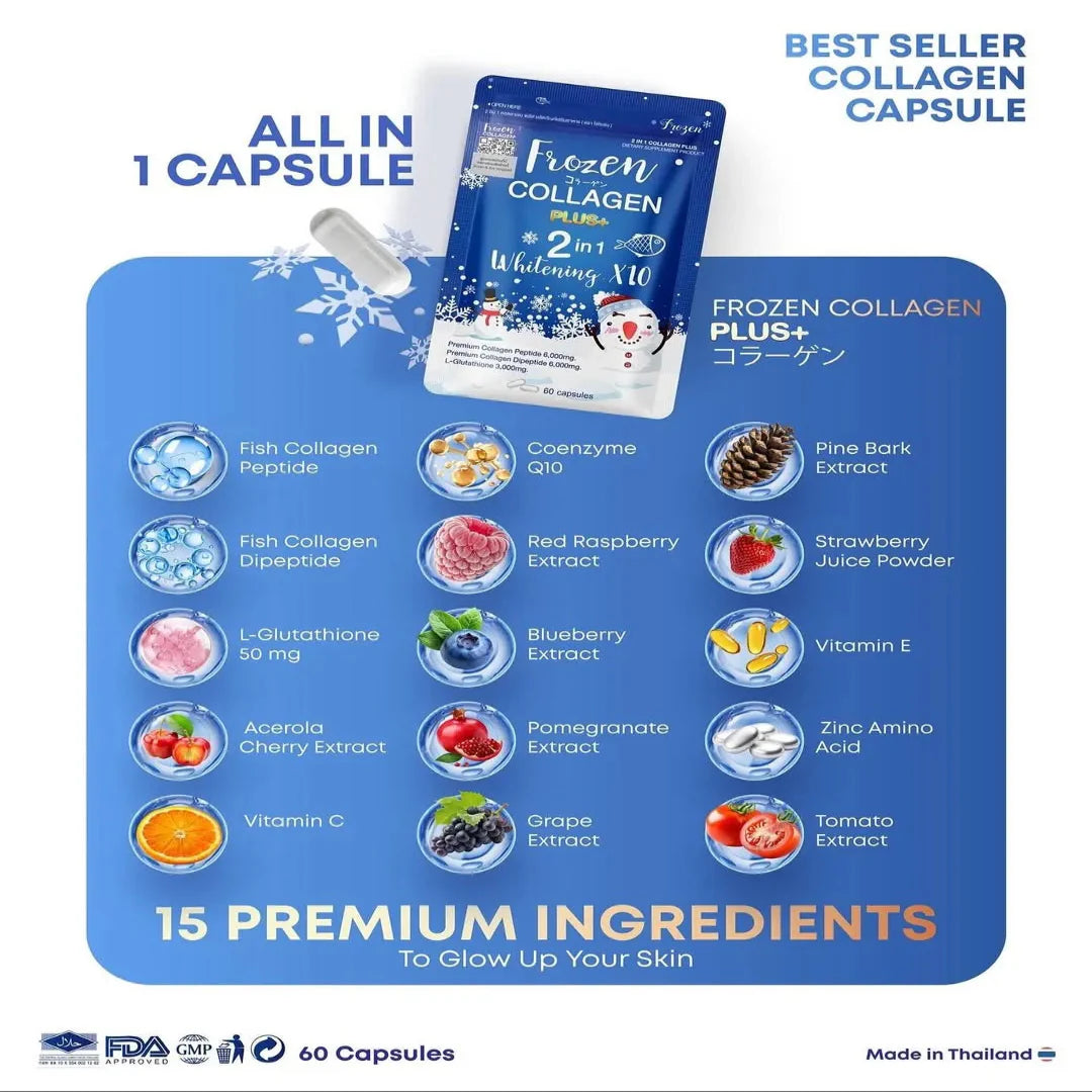 Frozen Collagen 2 in 1 Whitening Caps - 60 Capsules Frozen