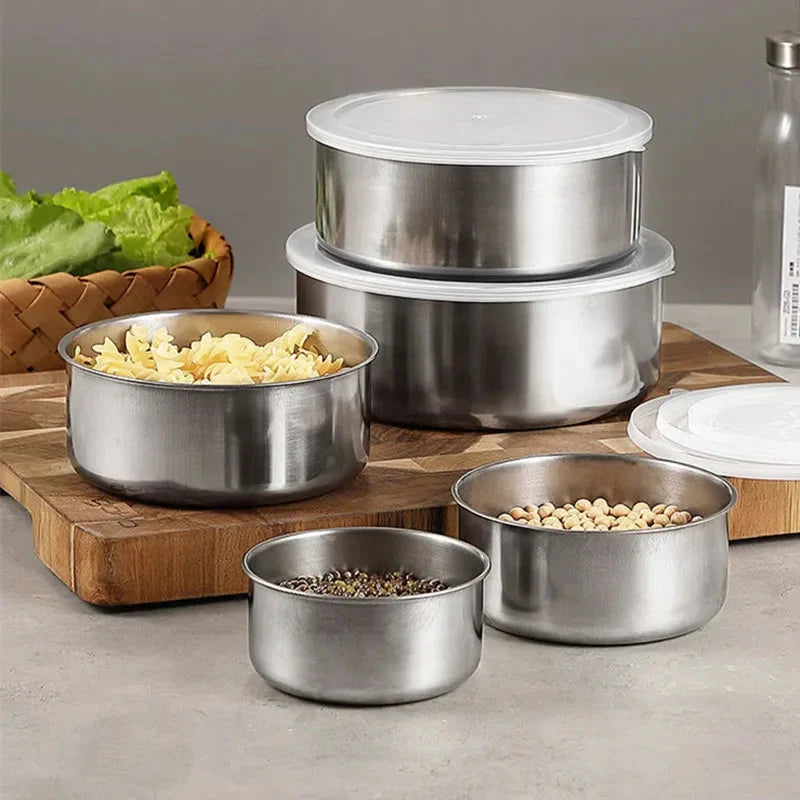 Set of 5 Stainless Steel Food Storage Containers With Lids Cosmia.pk