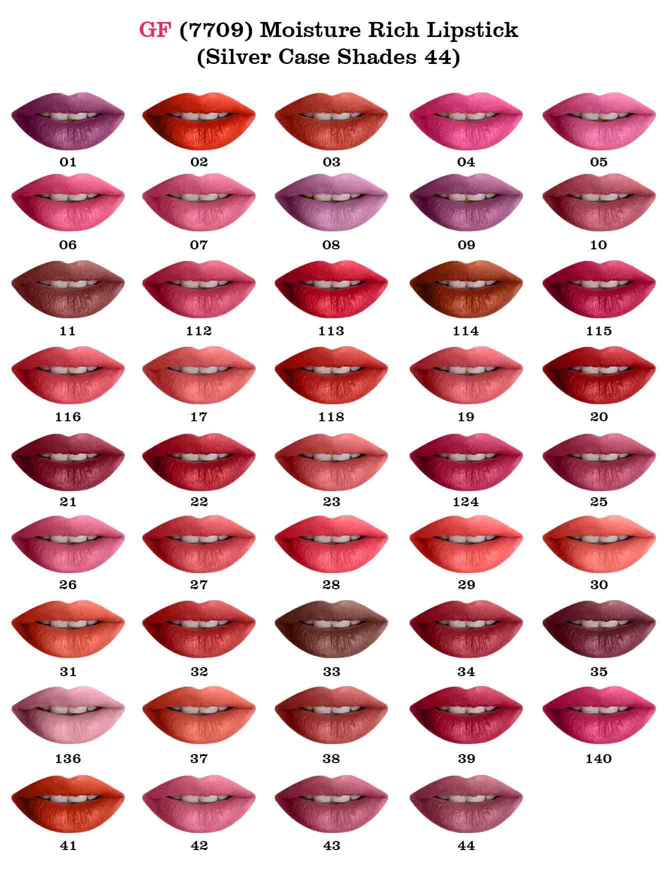 Glamorous Face Moisture Rich Lipstick (Silver Case) (44 Colors) Glamorous Face