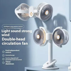 Dual Head Cooling Fan - Adjustable Desktop USB Fan Cosmia.pk