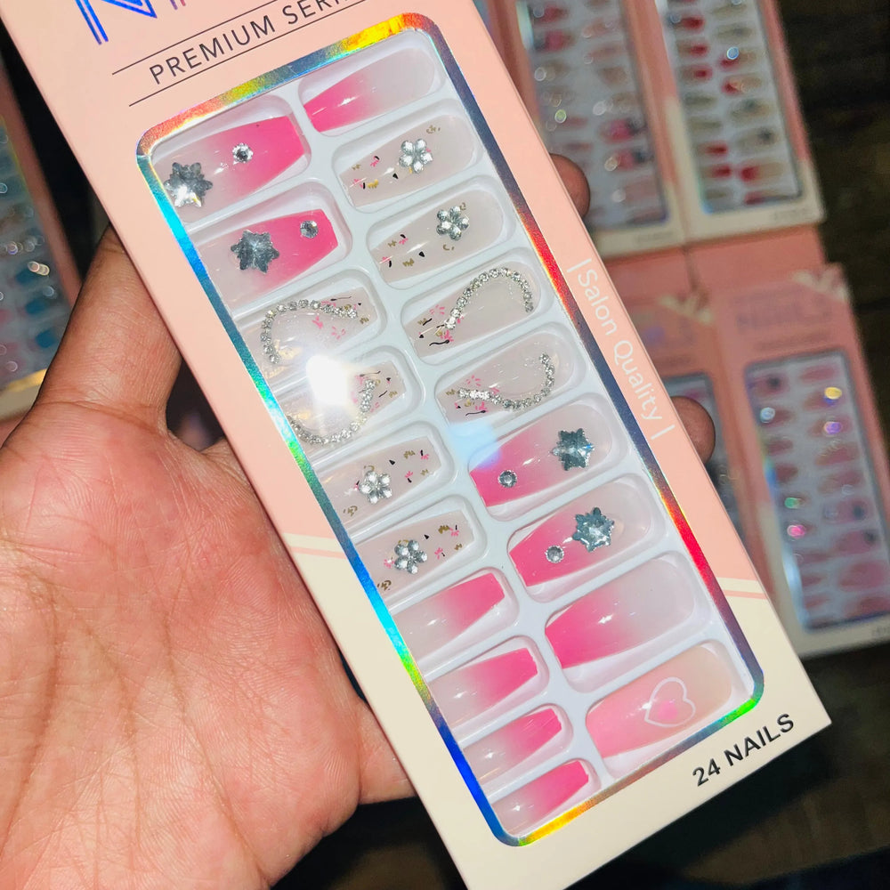 Professional Premium Series Artifical Nails With Free Stickers (24Pcs) Cosmia.pk