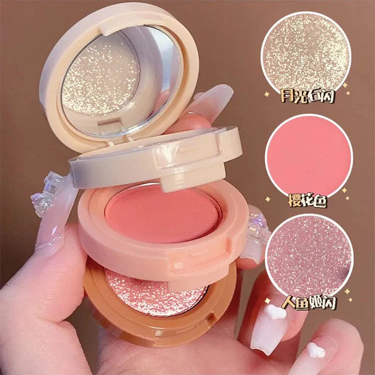 Hudamoji 3-in-1 Highlighter & Blush Palette Hudamoji