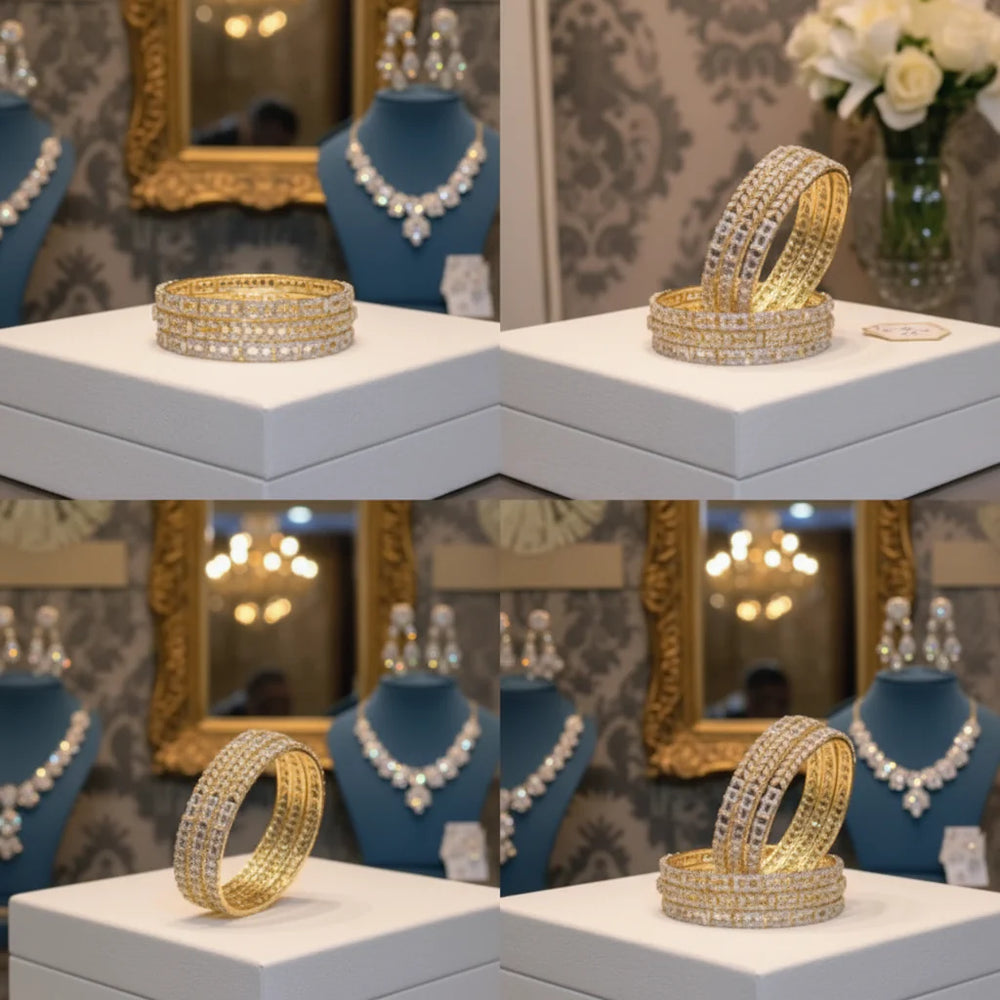 Luxury ZIRCON AD Bangles – 4 Piece Elegant Set Cosmia