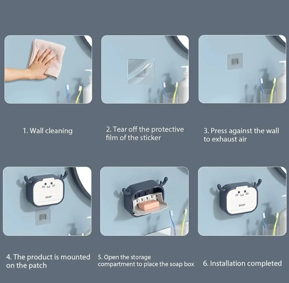 Cartoon Wall Mounted Soap Holder with Drain Drawer Cosmia.pk
