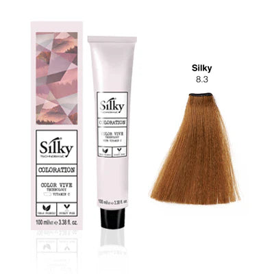 Silky 8.3 Light Golden Blonde Hair Color (100ml) Silky