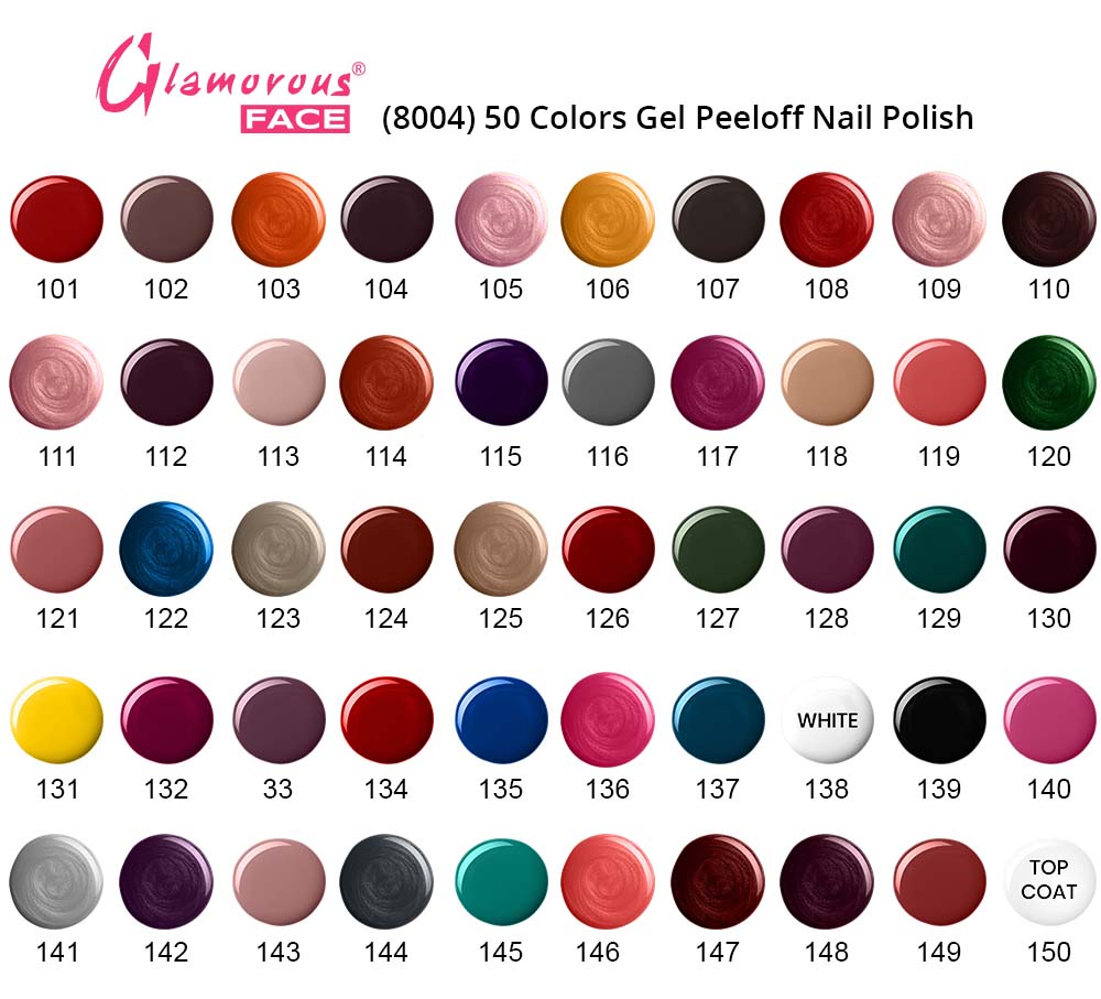 Glamorous Face Gel Peel Off Nail Polish (50 Colours) Glamorous Face