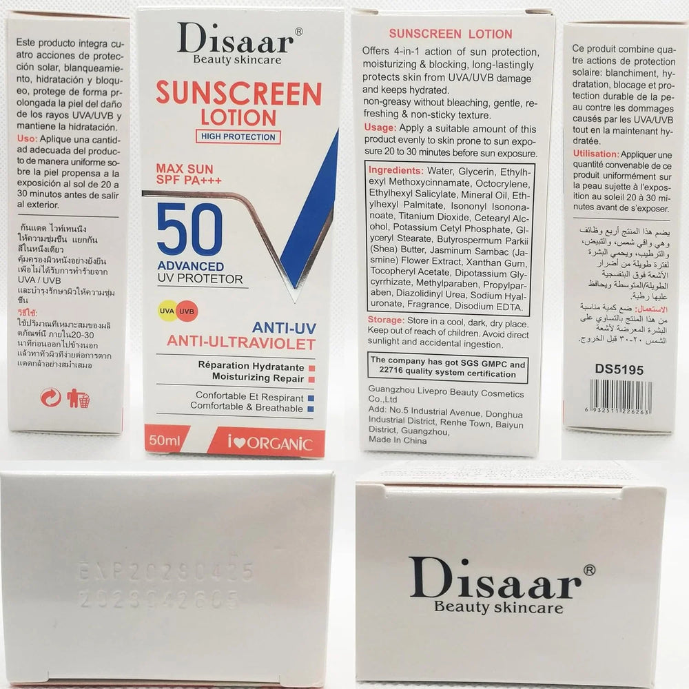 Disaar UVA/UVB SPF 50 Sunscreen Lotion - 50g DISAAR