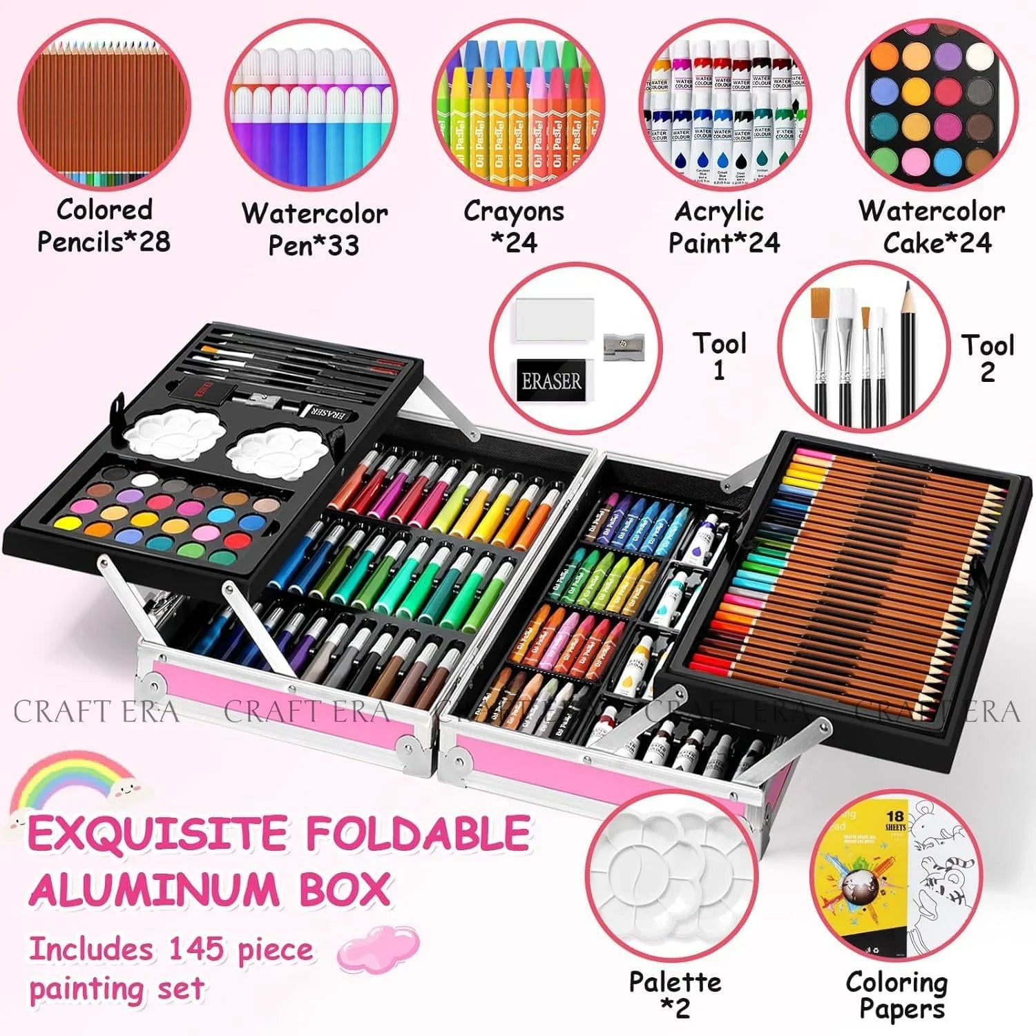 Art Set Premium Briefcase 4-Sides - 145 Pcs Cosmia.pk
