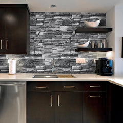 70cm x 77cm - Grey Brick Wallpaper Peel and Stick Wallpaper Cosmia.pk