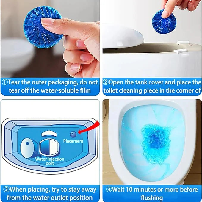 Blue Automatic Toilet Cleaner Stain Remover - 10 Tablets Cosmia.pk