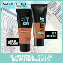 Original Maybelline Fit Me Foundation, Matte & Poreless, Full Coverage Blendable Normal to Oily Skin, 30ml Maybelline