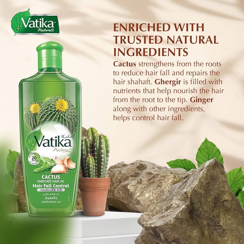 Vatika Natural Cactus Enrich Hair Oil Hair Fall Control 300ml Vatika