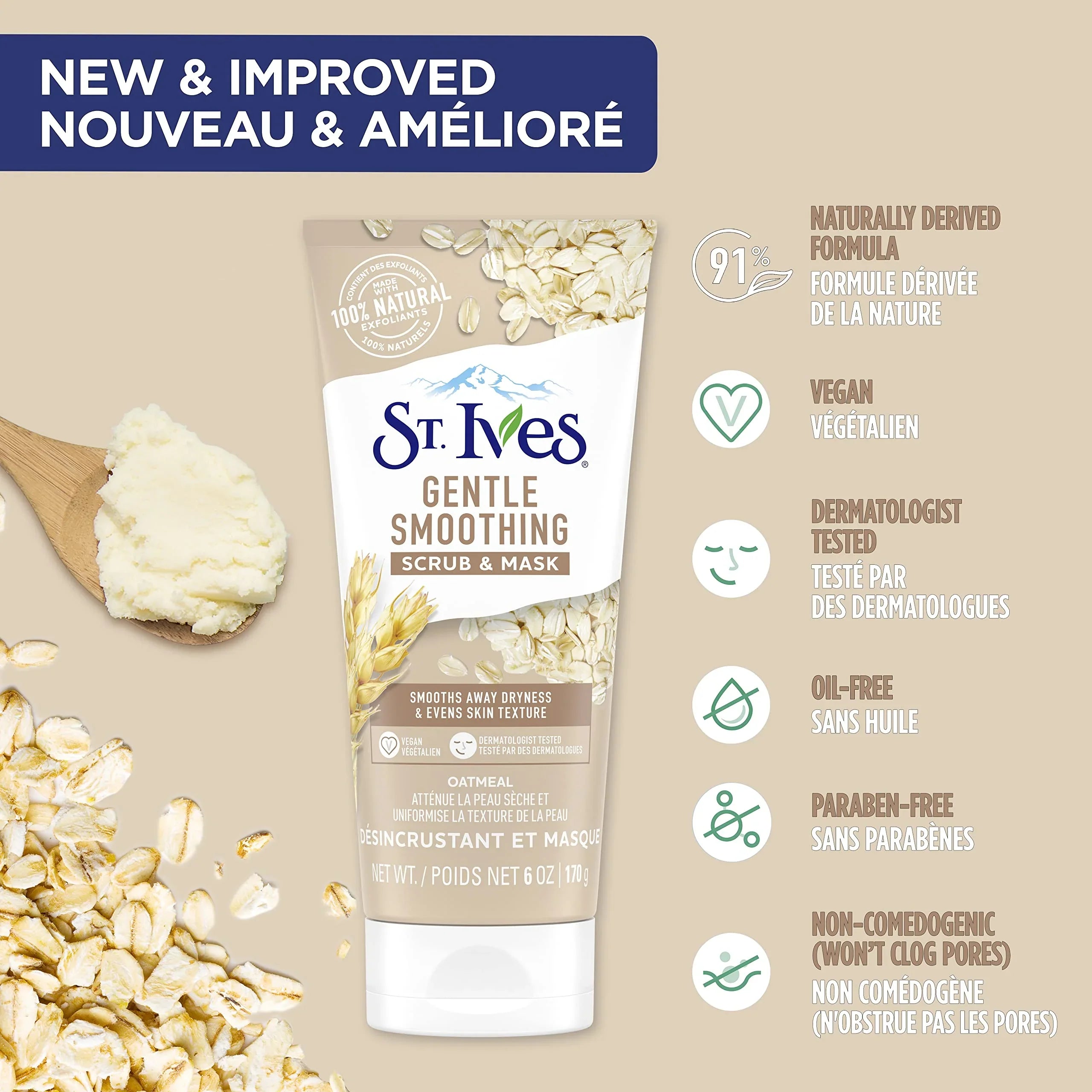 St. Ives Nourish & Smooth Oatmeal Scrub & Mask - 170g St. Ives